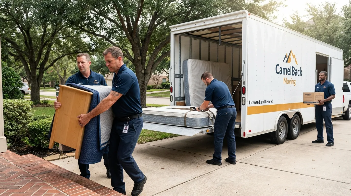 Crew loading residential truck for cross-state move from Horn Lake, MS
